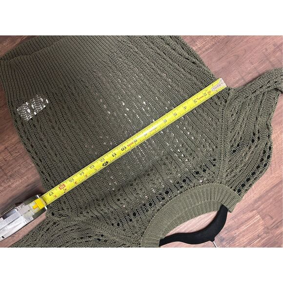 Equipment Femme Green Crochet Crewneck Sweater, Sz XS - Picture 3 of 7